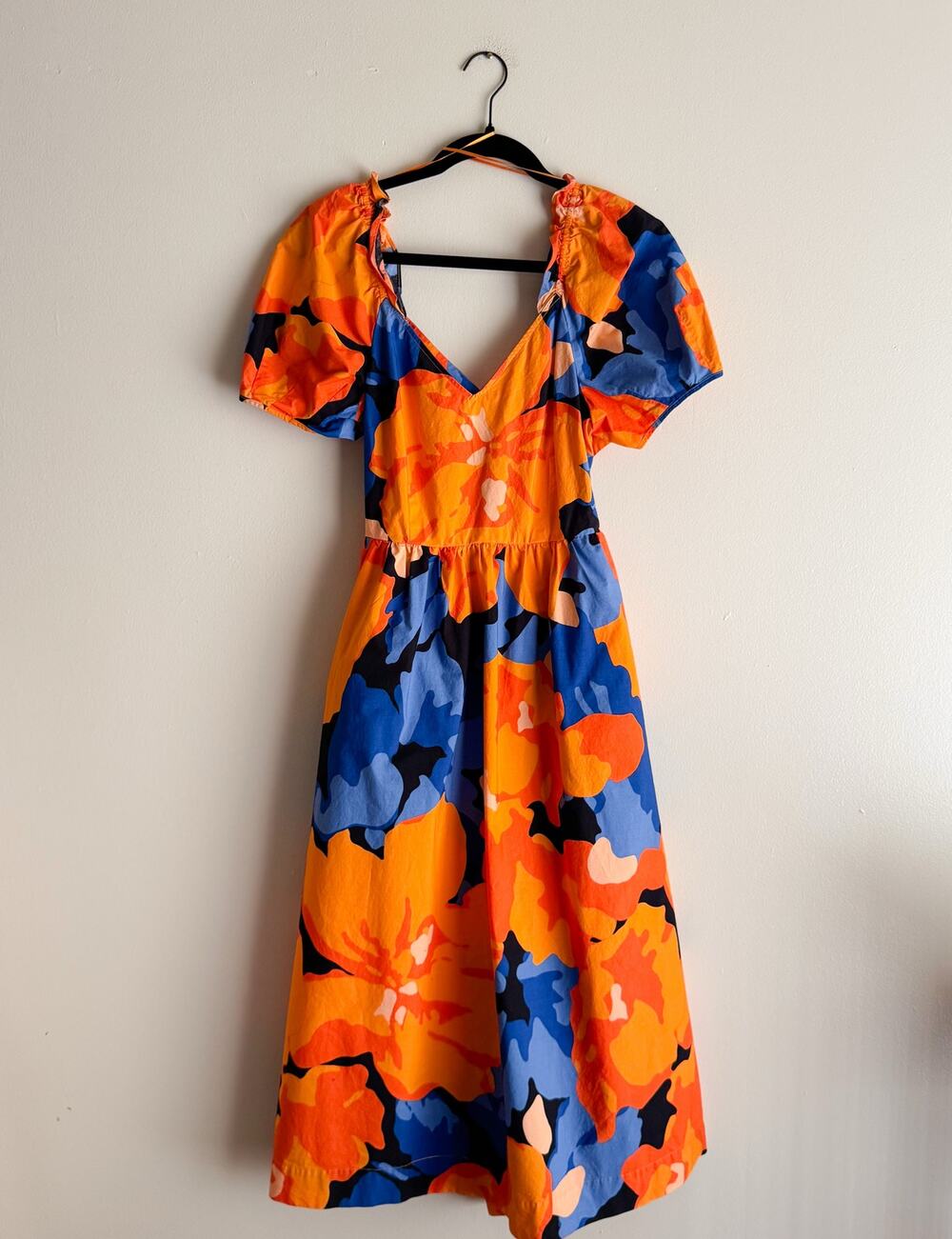 Tabitha Brown x Target Orange + Blue Floral Print Short Sleeve Midi Dress 8